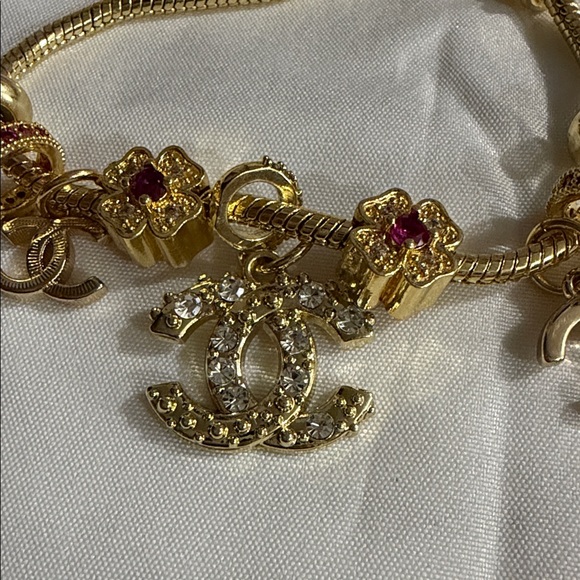 CHANEL Gold and Pink Charm Bracelet - Picture 2 of 5